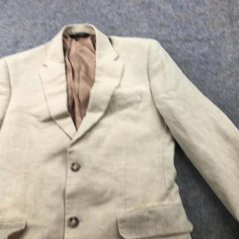 Jos A Bank Blazer Mens 40R US Beige 2 Button Linen Wool Double Vent